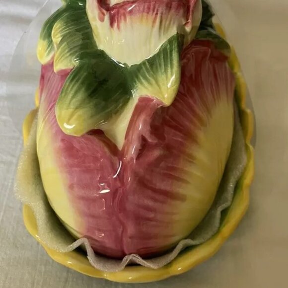 Corner Ruby Botanical Collection Roses Flower Multicolor Butter Dish Ceramic NEW - Picture 9 of 11